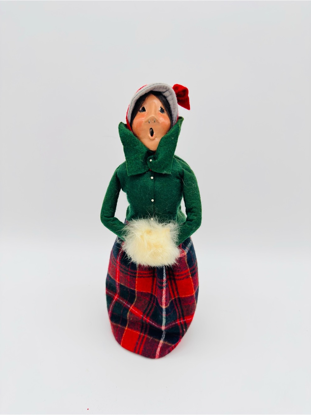 Vintage 1981 Byers Choice Caroler Woman Plaid Skirt Christmas Figurine